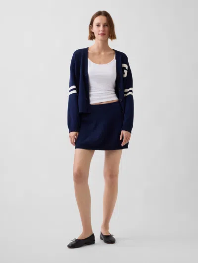 Gap 100% Cotton Mini Sweater Skort In Blue