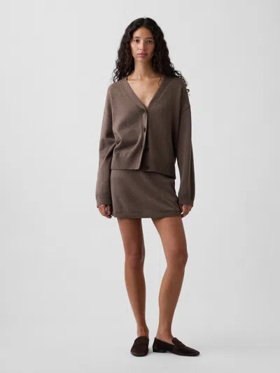 Gap 100% Cotton Mini Sweater Skort In Cool Brown