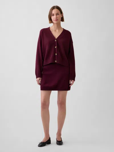 Gap 100% Cotton Mini Sweater Skort In Purple Burgundy