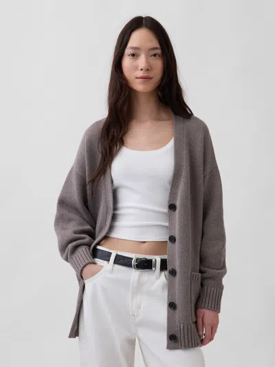 Gap 100% Cotton Oversized Boyfriend Cardigan Sweater In Brown