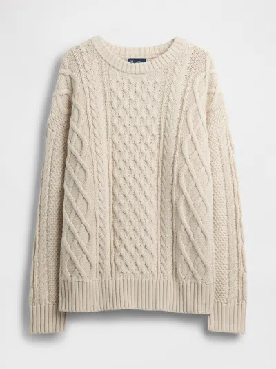 Gap 100% Cotton Oversized Cable-knit Sweater In Neutral