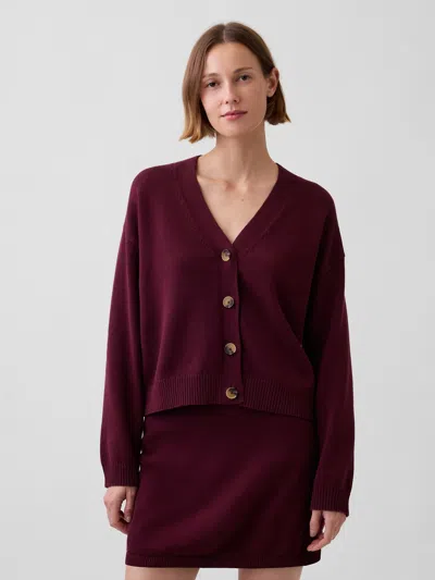 Gap 100% Cotton Oversized Cardigan Sweater In Noir Red
