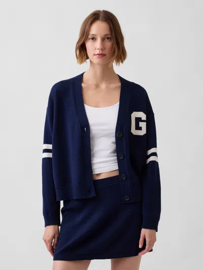 Gap 100% Cotton Oversized Cardigan Sweater In Tapestry Navy Blue
