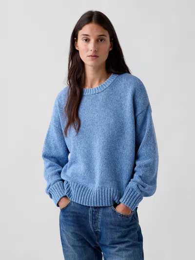 Gap 100% Cotton Oversized Crop Sweater In Blue
