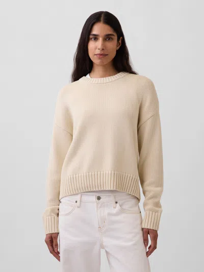 Gap 100% Cotton Oversized Crop Sweater In Brown