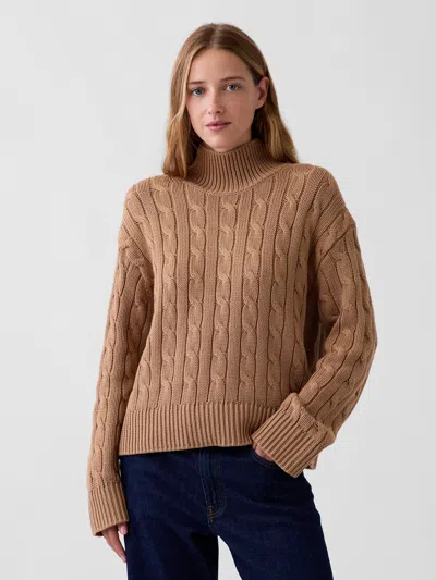 Gap 100% Cotton Oversized Mockneck Sweater In Brown