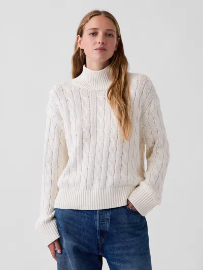 Gap 100% Cotton Oversized Mockneck Sweater In White