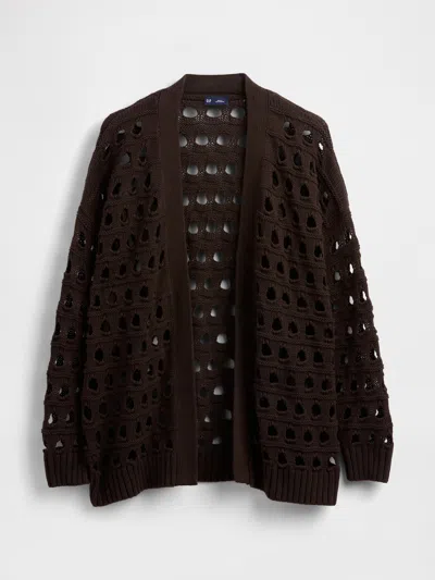Gap 100% Cotton Oversized Pointelle Cardigan In Black