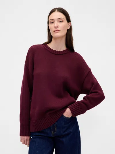 Gap 100% Cotton Oversized Sweater In Burgundy