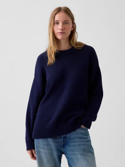 Gap 100% Cotton Oversized Sweater In Navy Blue Uniform
