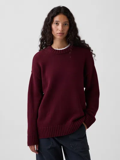Gap 100% Cotton Oversized Sweater In Noir Red