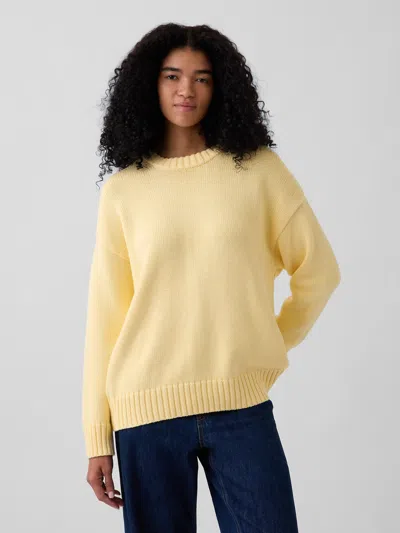 Gap 100% Cotton Oversized Sweater In Yellow Maize