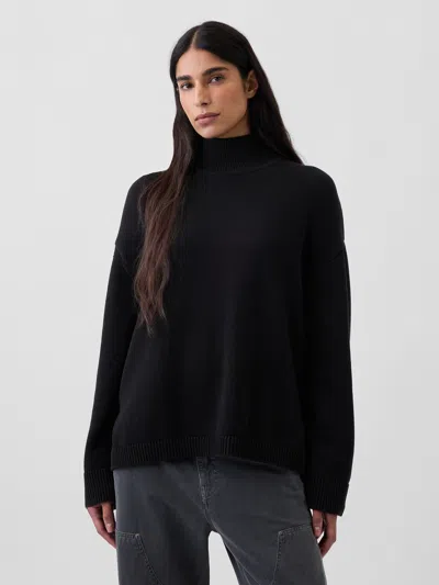 Gap 100% Cotton Oversized Turtleneck Sweater In Black