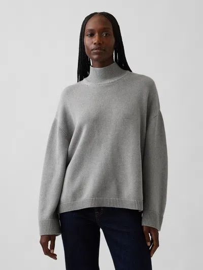 Gap 100% Cotton Oversized Turtleneck Sweater In Charcoal Grey