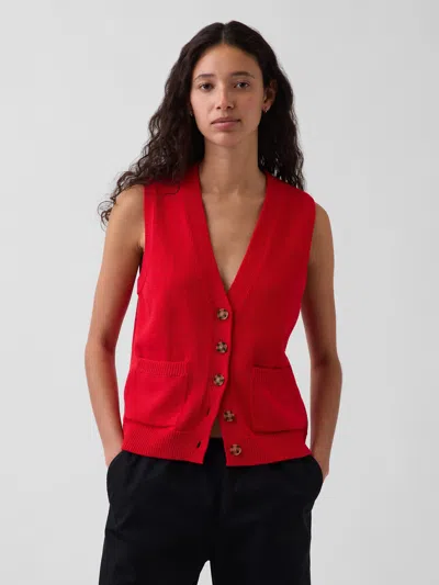 Gap 100% Cotton Pocket Sweater Vest In Red