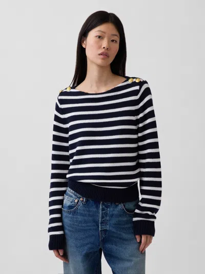 Gap 100% Cotton Relaxed Boatneck Sweater In Multi
