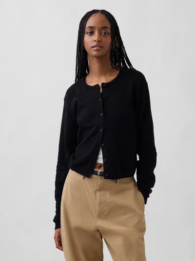 Gap 100% Cotton Relaxed Crop Cardigan Sweater In Multi