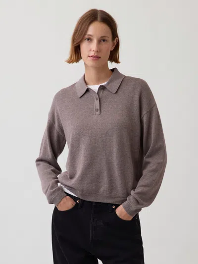 Gap 100% Cotton Relaxed Polo Shirt Sweater In Brown