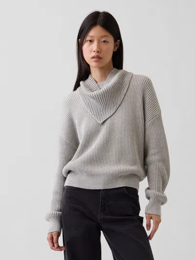 Gap 100% Cotton Relaxed Scarf-neck Sweater In Gray