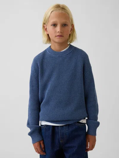 Gap Kids' 100% Cotton Relaxed Shaker Sweater In Bainbridge Blue
