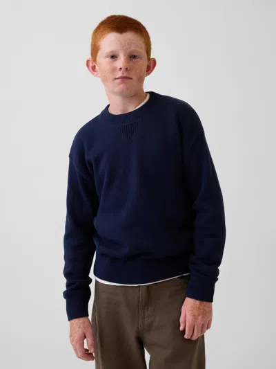Gap Kids' 100% Cotton Relaxed Sweater In Blue