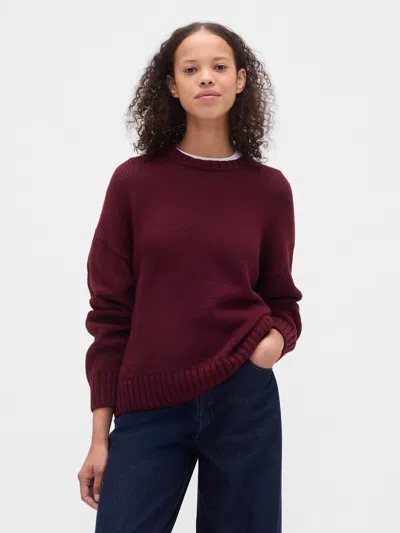 Gap 100% Cotton Relaxed Sweater In Brown