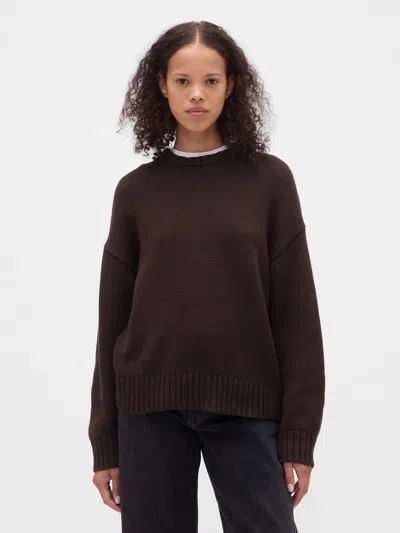 Gap 100% Cotton Relaxed Sweater In Brown