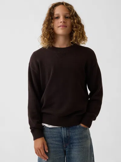 Gap Kids' 100% Cotton Relaxed Sweater In Terra Brown