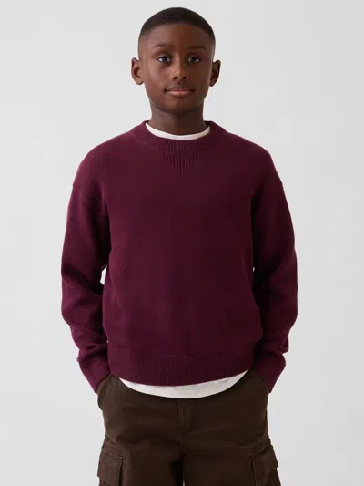 Gap Kids' 100% Cotton Relaxed Sweater In Tuscan Red