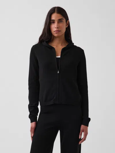 Gap 100% Cotton Relaxed Zip Sweater Hoodie In Black
