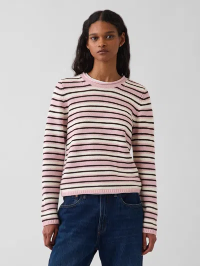 Gap 100% Cotton Rollneck Sweater In Pink Stripe