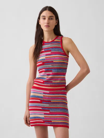 Gap 100% Cotton Stripe Crop Sweater Tank In Red