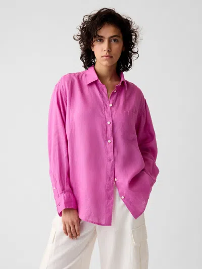 Gap 100% Linen Big Shirt In Budding Lilac
