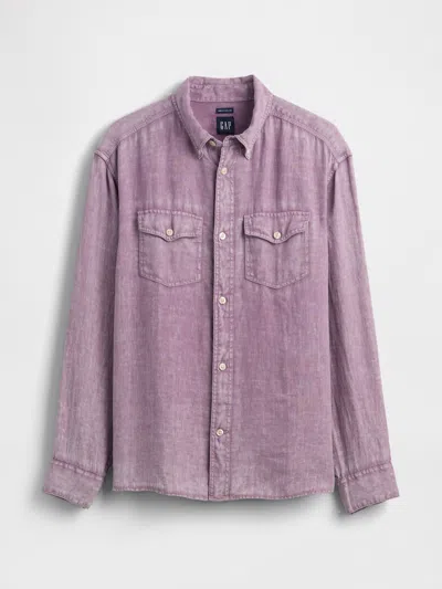 Gap 100% Linen Classic Shirt In Purple
