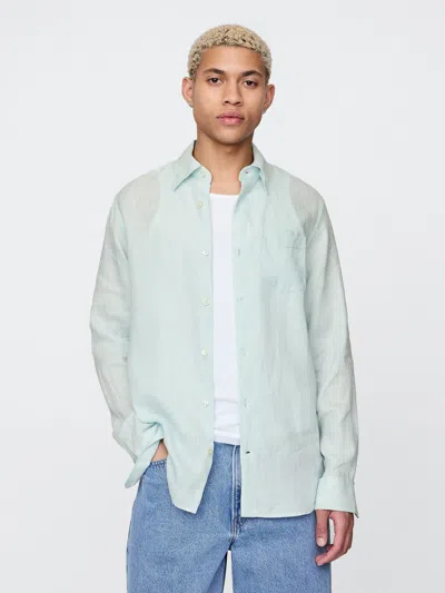 Gap 100% Linen Classic Shirt In Azul