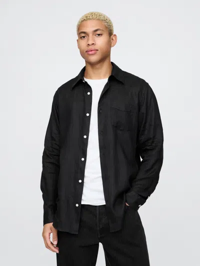 Gap 100% Linen Classic Shirt In Black