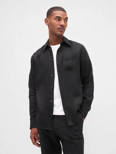 Gap 100% Linen Classic Shirt In Black