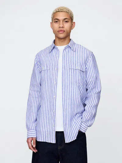 Gap 100% Linen Classic Shirt In Dazzling Blue