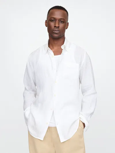 Gap 100% Linen Classic Shirt In Optic White