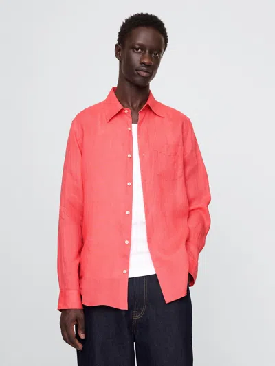 Gap 100% Linen Classic Shirt In Watermelon Ice