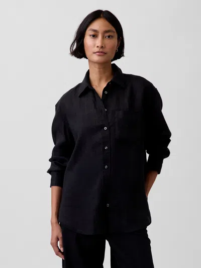 Gap 100% Linen Oversized Shirt In Black