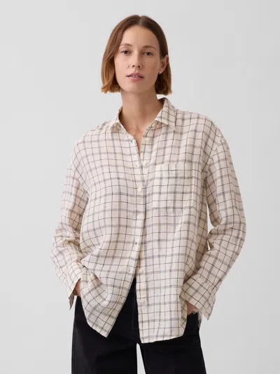 Gap 100% Linen Oversized Shirt In Brown