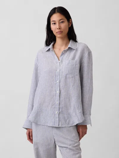 Gap 100% Linen Oversized Shirt In Gray