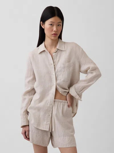 Gap 100% Linen Oversized Shirt In Neutral