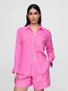 Gap 100% Linen Oversized Shirt In Super Neon Pink