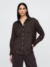 Shop Gap 100% Linen Oversized Shirt In Terra Brown
