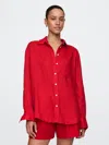 Gap 100% Linen Oversized Shirt In Tomato Sauce Red