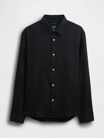 Gap 100% Linen Relaxed Shirt In Black