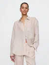 Gap 100% Linen Oversized Shirt In Flax Linen Tan