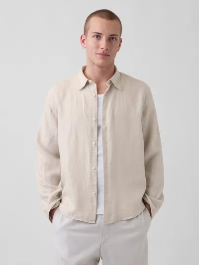 Gap 100% Linen Relaxed Shirt In Gray